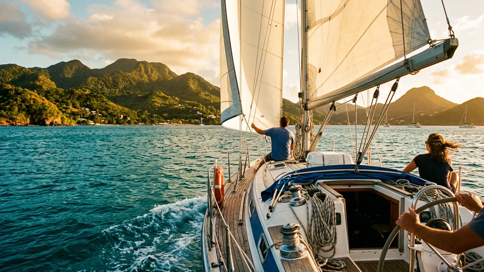 Antilles françaises ou Caraïbes anglophones en voilier : comment trancher avant de réserver : photo de couverture pour illustrer cet article