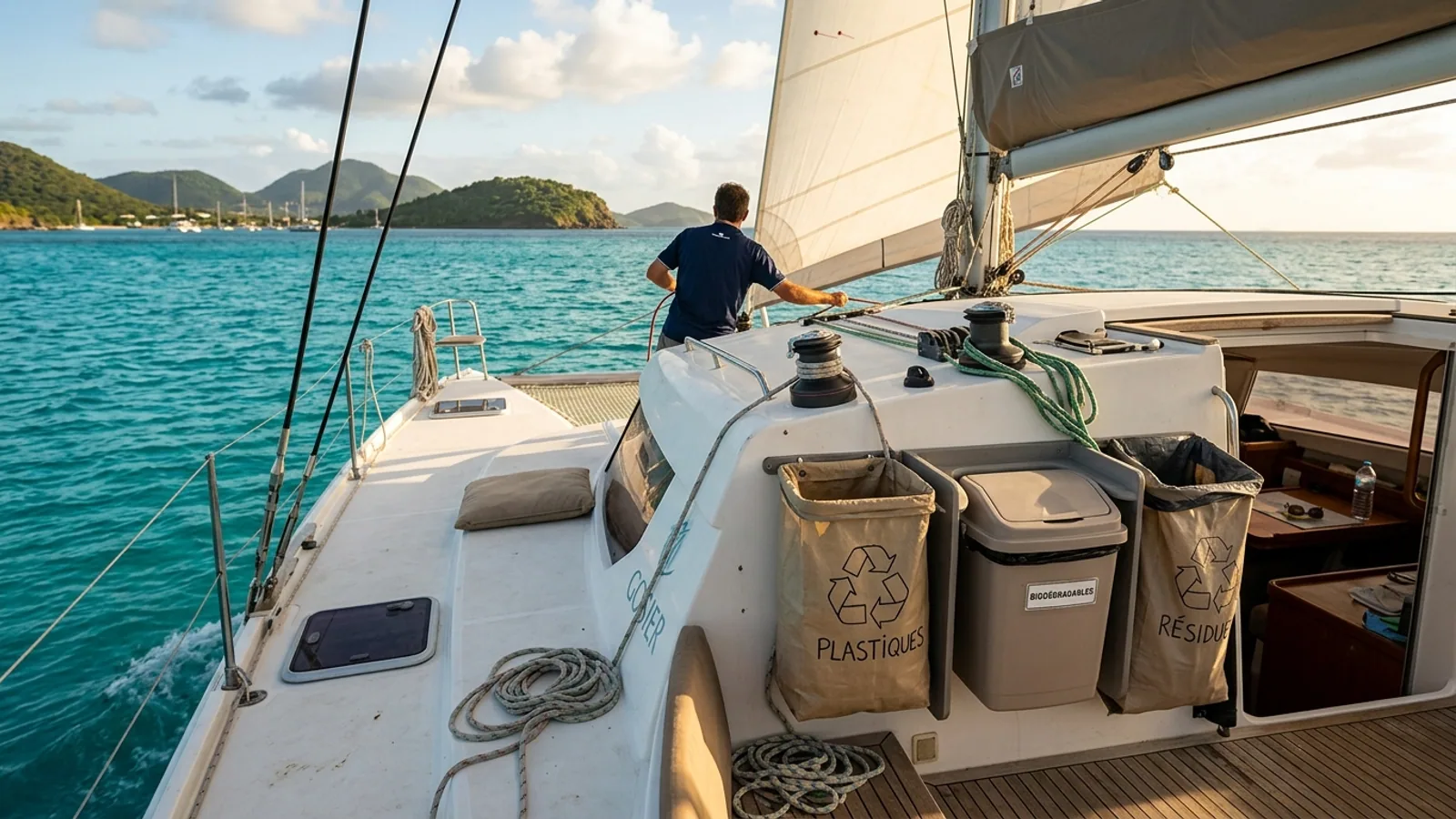 Déchets à bord d'un voilier : comment organiser une croisière plus propre aux Antilles : photo de couverture pour illustrer cet article