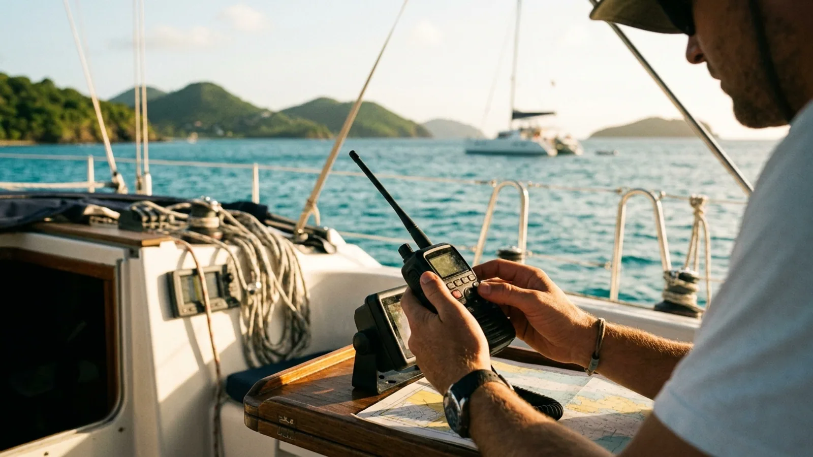 La VHF sur un voilier en Guadeloupe : à quoi ça sert vraiment et comment s'en servir : photo de couverture pour illustrer cet article