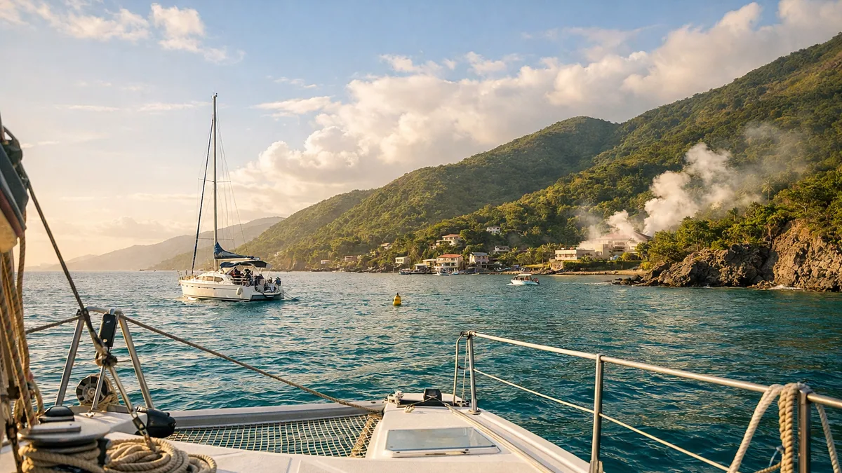 Côte sous le vent de Guadeloupe vue depuis la mer