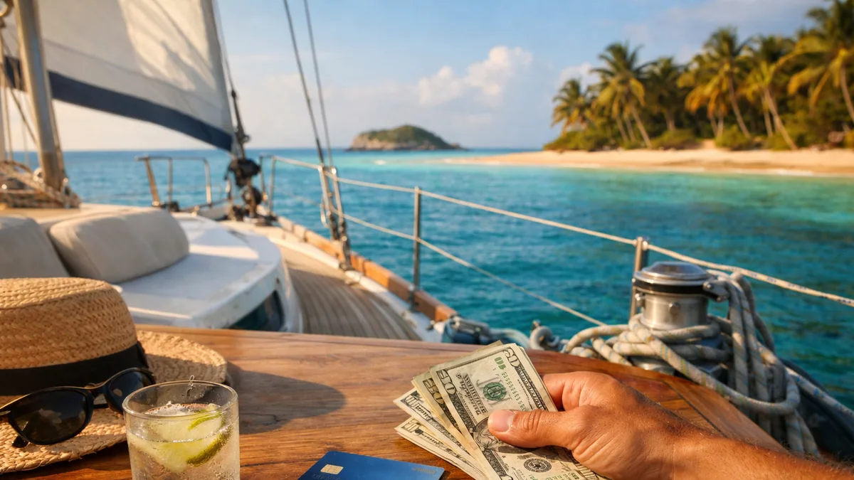Paiement dans une petite escale antillaise pendant une croisière
