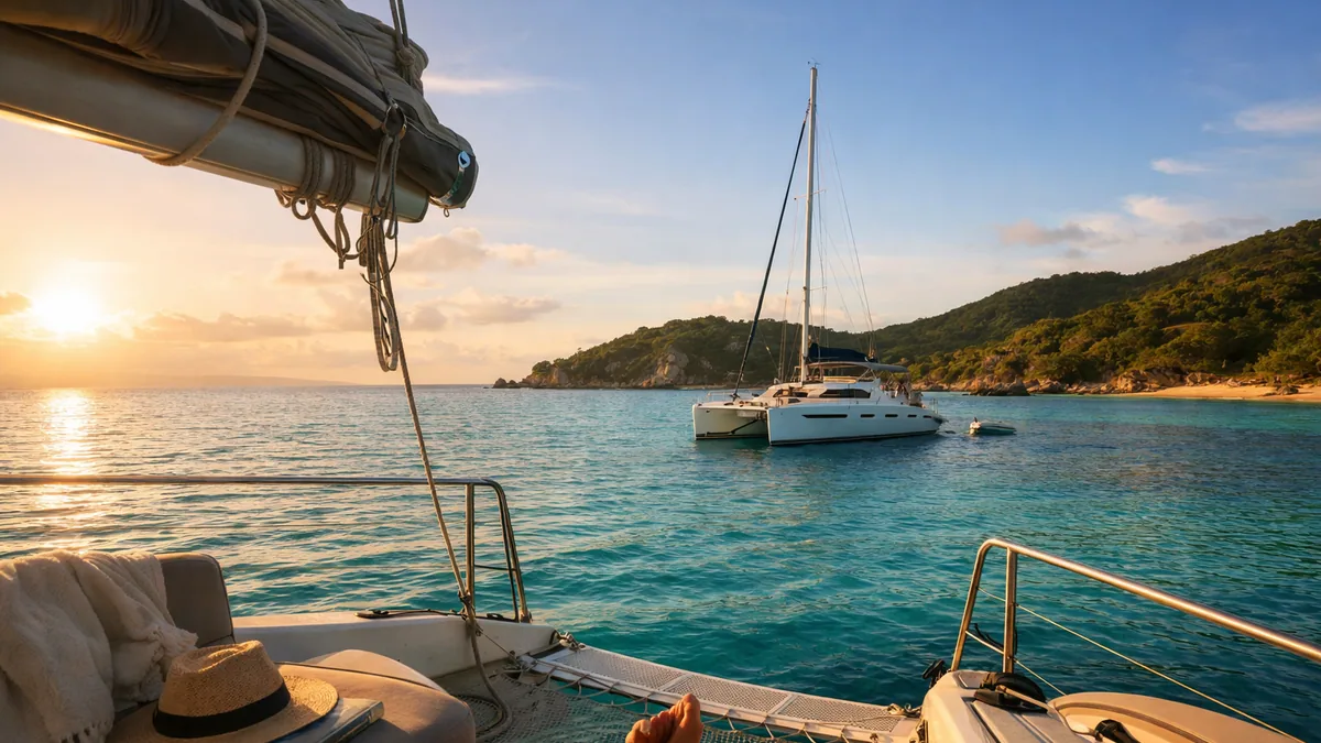 Voilier au mouillage pendant une journée calme sans navigation