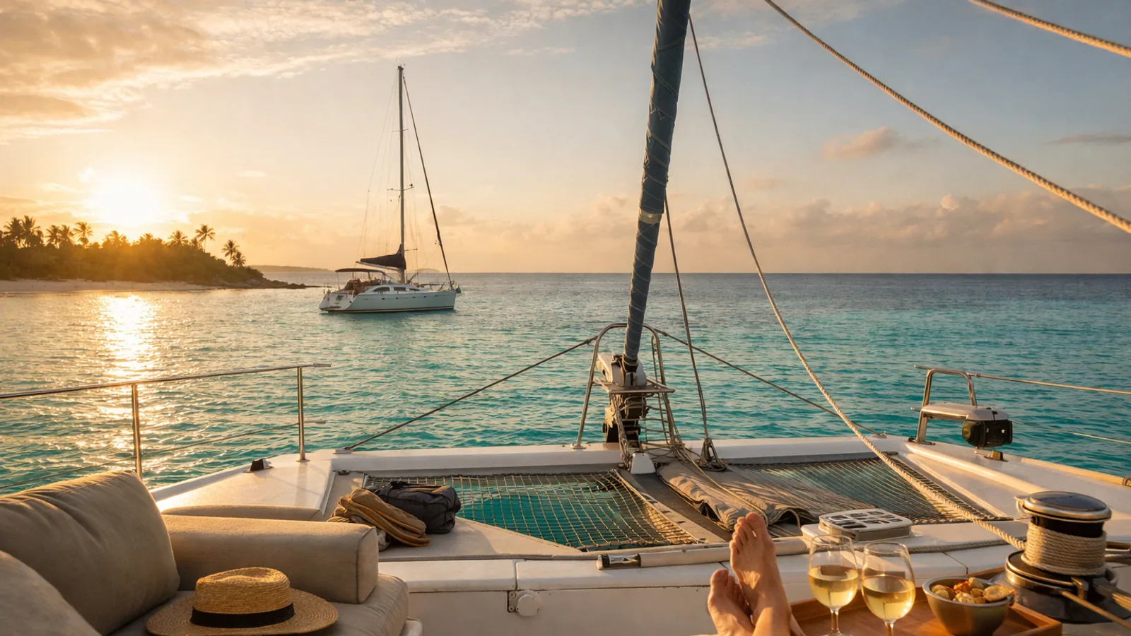 Cabine de voilier préparée pour une première nuit à bord